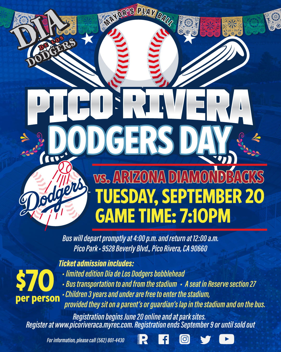 Pico Rivera Parks & Recreation Mayor's Play Ball Pico Rivera Dodger Day